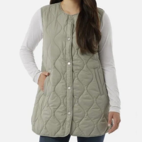 32 Degrees Women's Oversized Quilted Vest - Gray Size L - Picture 2 of 9